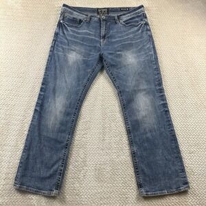 Buckle Salvage Mayhem Boot Jeans Men's 38x30 Denim Blue SLVG Biker Western Metal